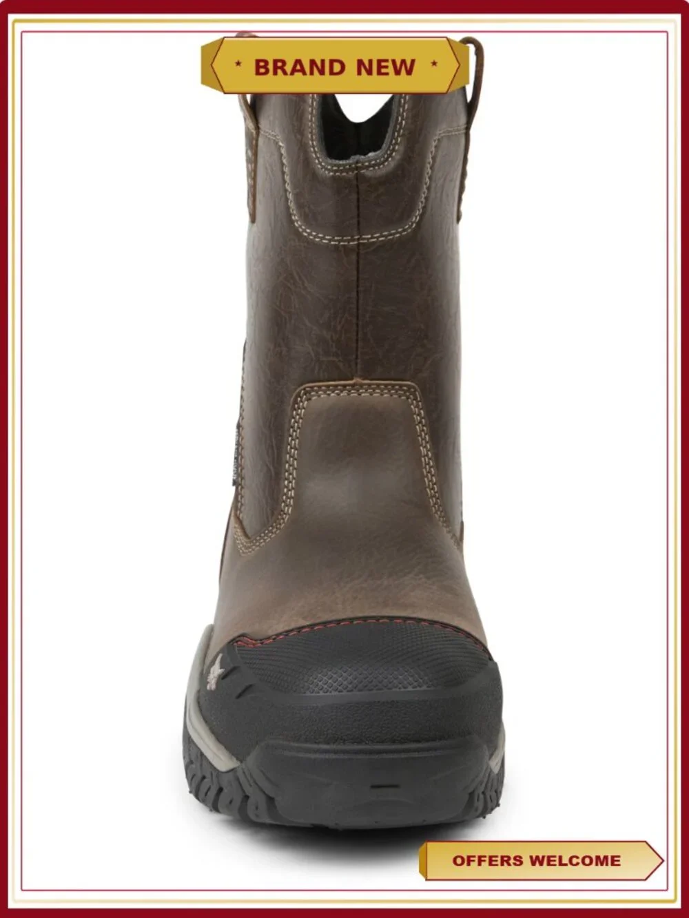 Waterproof Pull-On Composite Toe Work Boots Men's Size 10.5 Slip Resistant